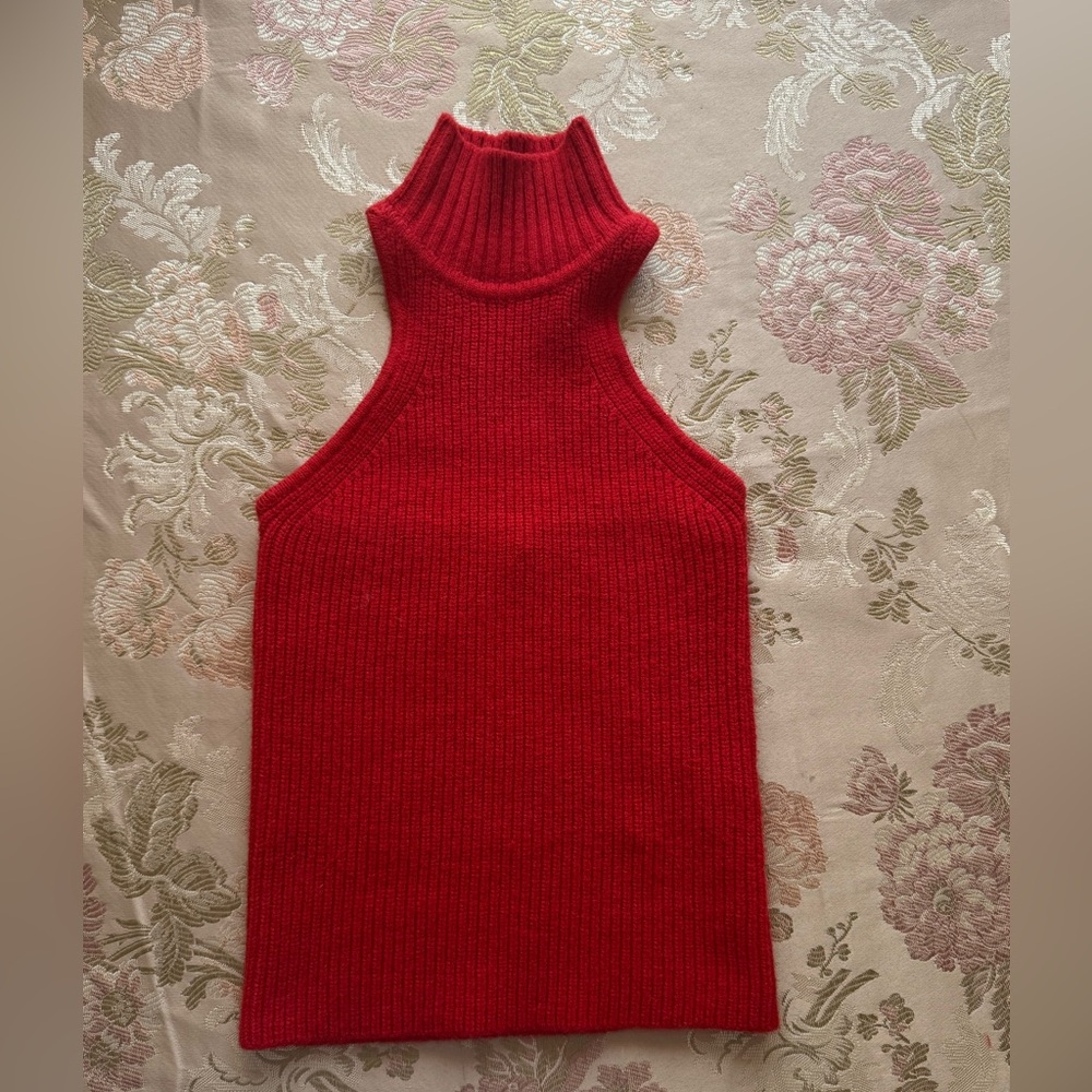 Red Sleeveless Turtleneck Sweater ZARA